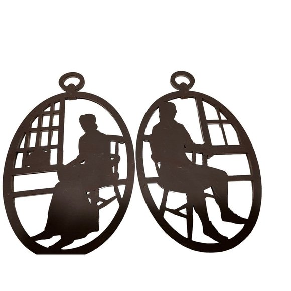 Syroco Wall Hanging Art Plaques Mid Century MCM Pilgrims John and Priscilla - Picture 9 of 10